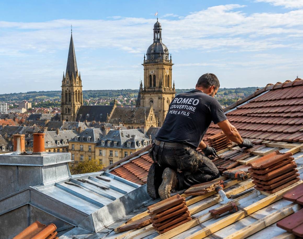 Couvreur ROMEO Père et Fils en intervention sur une toiture à Thionville